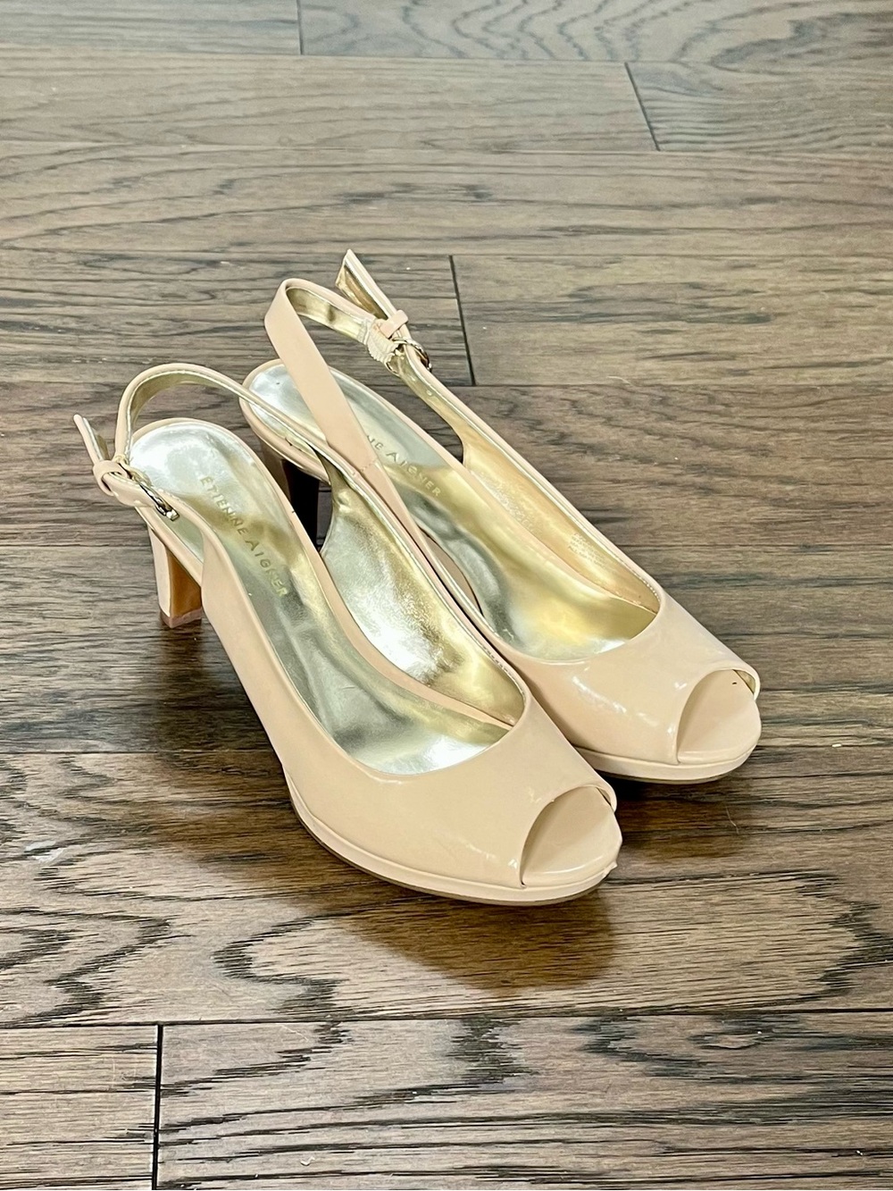 Etienne Aigner Nude Slingback, Peep Toe Pumps. 7.5. Like new.